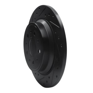 Volvo V70 Brake Rotor (1) - Rear Left - R1 Concepts - Drilled & Slotted - Black - `99-`09
